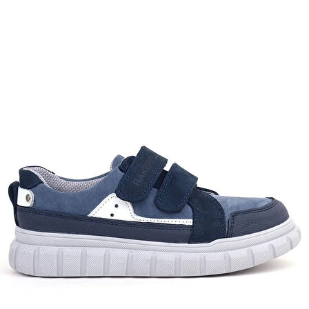 Rakerplus Hakiki Deri Lacivert Beyaz Cırtlı Çocuk Günlük Spor Okul Ayakkabı