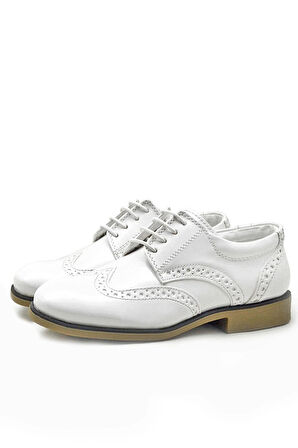 Rakerplus Titan Beyaz Rugan Bağcıklı Klasik Erkek Çocuk Klasik Ayakkabı