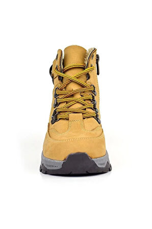 Rakerplus Hakiki Deri Taba Bağcıklı Fermuarlı Trekking Çocuk Bot