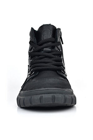 Rakerplus Hakiki Deri Siyah Fermuarlı Siyah Tabanlı Erkek Çocuk Bot