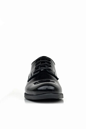 Rakerplus Hakiki Deri Siyah Rugan Bağcıklı Oxford Çocuk Okul Ayakkabısı