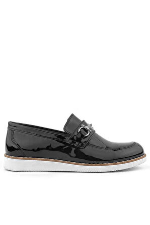 Rakerplus Hakiki Deri Siyah Rugan Loafer Çocuk Klasik Ayakkabı