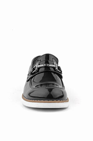 Rakerplus Hakiki Deri Siyah Rugan Loafer Çocuk Klasik Ayakkabı