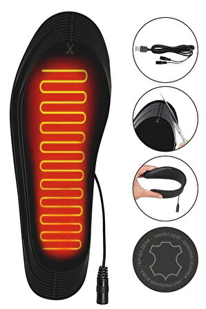Elektrikli Taşınabilir Kablolu 35-45 Numara Deri Gri Isıtıcılı Ayakkabı Tabanlığı