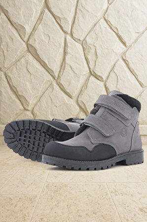 Rakerplus Pixel Hakiki Deri Gri Cırtlı Erkek Çocuk Bot