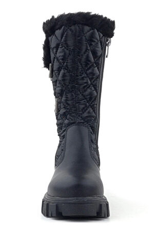 Rakerplus Siyah Uzun Fermuarlı Kurdeleli Kız Çocuk Yağmur Çizmesi