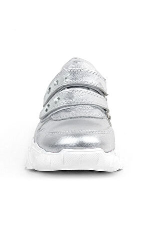 Rakerplus Hakiki Deri Gümüş Yıldız Detaylı Kız Çocuk Spor Ayakkabı