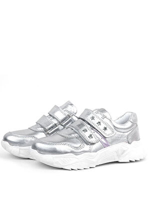 Rakerplus Hakiki Deri Gümüş Yıldız Detaylı Kız Çocuk Spor Ayakkabı