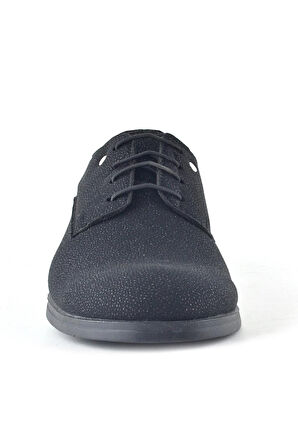 Rakerplus Siyah Simli Bağcıklı Metal Detaylı Klasik Çocuk Ayakkabı