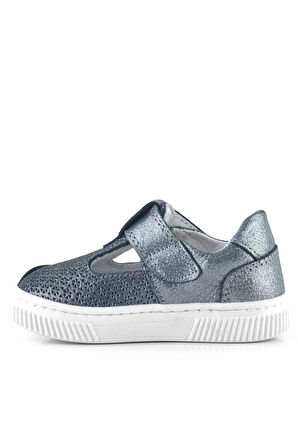 Rakerplus Bheem Hakiki Deri Gümüş Simli Cırtlı Yıldız Detaylı Bebek Sandalet