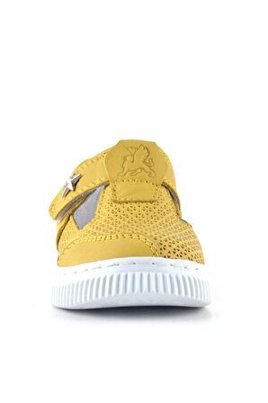 Rakerplus Bheem Hakiki Deri Sarı Cırtlı Yıldız Detaylı Bebek Sandalet