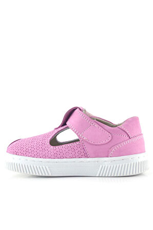 Rakerplus Bheem Hakiki Deri Pembe Cırtlı Yıldız Detaylı Bebek Sandalet