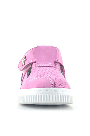 Rakerplus Bheem Hakiki Deri Pembe Cırtlı Yıldız Detaylı Bebek Sandalet