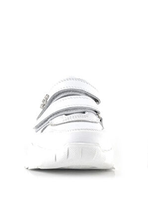 Rakerplus Hakiki Deri Beyaz Çiçek Detaylı Kız Çocuk Spor Ayakkabı