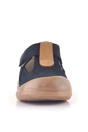 Rakerplus Shaun Hakiki Deri Siyah Taba Cırtlı Anatomik Bebek Sandalet