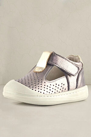 Rakerplus Shaun Hakiki Deri Altın Cırtlı Anatomik Kız Bebek Sandalet