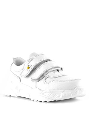 Rakerplus Hakiki Deri Beyaz Papatya Detaylı Kız Çocuk Günlük Ayakkabı