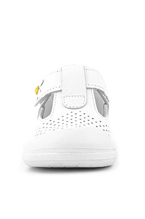 Rakerplus Shaun Hakiki Deri Beyaz Papatya Detaylı Cırtlı Anatomik Bebek Sandalet