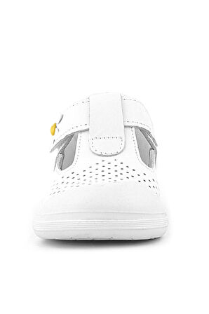 Rakerplus Shaun Hakiki Deri Beyaz Papatya Detaylı Cırtlı Anatomik Bebek Sandalet