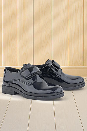 Rakerplus Siyah Rugan Cırt Cırtlı Oxford Çocuk Okul Ayakkabısı