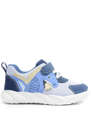 Rakerplus Barefoot Hakiki Deri Krem Lacivert Dinazorlu Cırtlı Çocuk Spor Ayakkabı