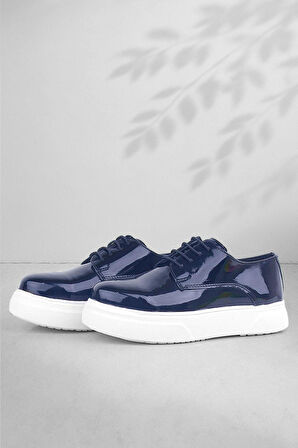 Rakerplus Derby Lacivert Rugan Beyaz Taban Çocuk Klasik Ayakkabı