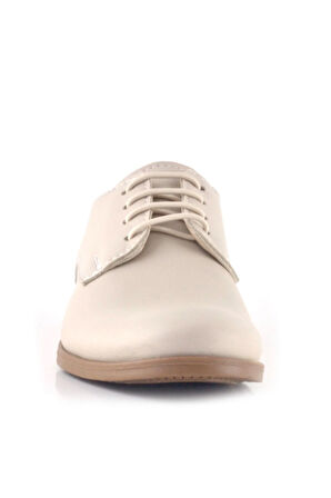 Rakerplus Krem Cilt Bağcıklı Oxford Çocuk Okul Ayakkabısı