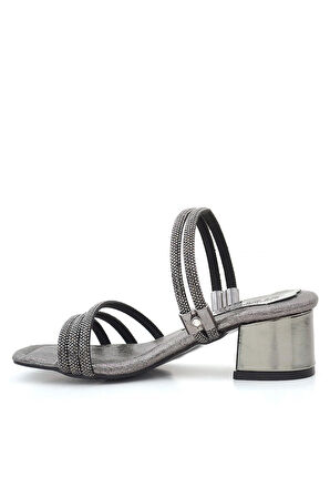 Judy Platin Taşlı Kız Çocuk Topuklu Terlik Ayakkabı