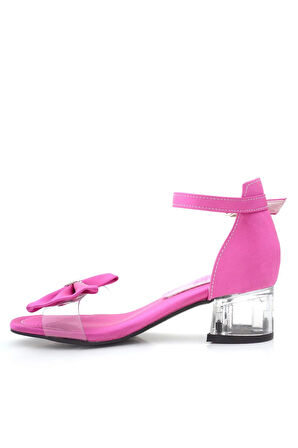 Jessie Fuşya Saten Kurdeleli Kız Çocuk Topuklu Ayakkabı