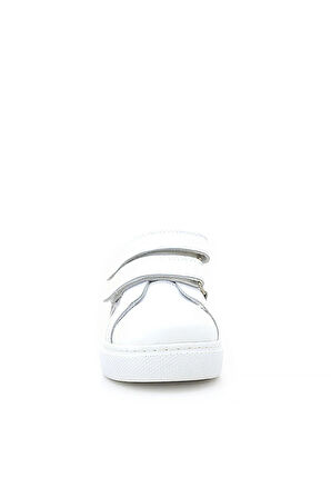 Hakiki Deri Beyaz Cırt Cırtlı Gri Desenli Kız Çocuk Spor Ayakkabı