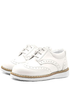 Rakerplus Krem Rugan Bağcıklı Erkek Bebek Klasik Ayakkabı