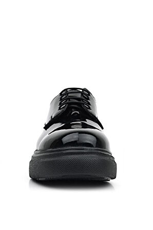 Rakerplus Derby Hakiki Deri Siyah Rugan Siyah Taban Çocuk Klasik Ayakkabı