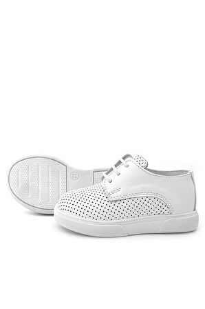 Rakerplus Hakiki Deri Beyaz Lastikli Erkek Çocuk Günlük Ayakkabı