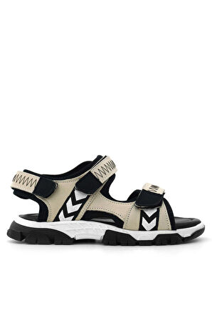 Hakiki Deri Bej Siyah Cırt Cırtlı Erkek Çocuk Sandalet