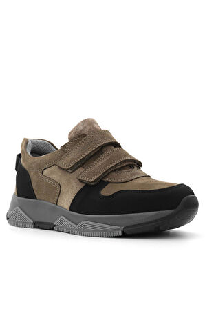 Rakerplus Hakiki Deri Kahverengi Siyah Çocuk Sneakers Spor Ayakkabı
