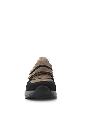 Rakerplus Hakiki Deri Kahverengi Siyah Çocuk Sneakers Spor Ayakkabı