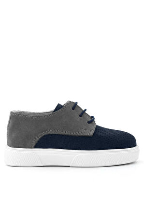 Rakerplus Hakiki Deri Lacivert Gri Lastikli Erkek Çocuk Günlük Ayakkabı