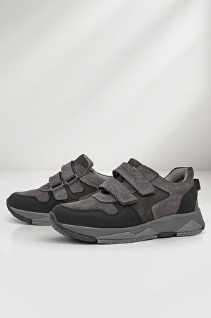 Rakerplus Hakiki Deri Gri Çocuk Sneakers Spor Ayakkabı