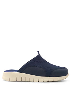 Medikal Hakiki Deri Koyu Lacivert Krem Tabanlı Comfort Spor Terlik