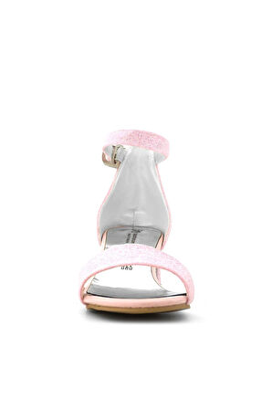 Lilo Simli Pembe Tek Bantlı Kız Çocuk Topuklu Abiye Ayakkabı