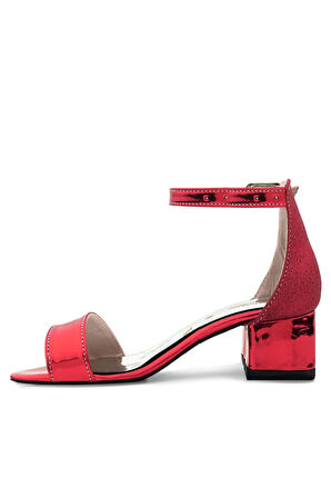 Elsa Kırmızı Aynalı Kalın Topuklu Kız Çocuk Abiye Ayakkabı