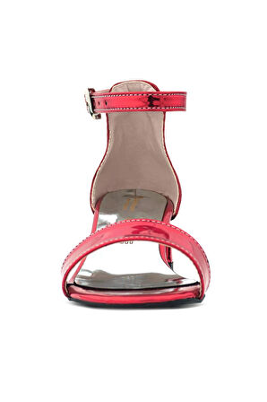 Elsa Kırmızı Aynalı Kalın Topuklu Kız Çocuk Abiye Ayakkabı