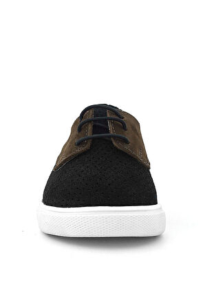 Rakerplus Hakiki Deri Siyah Kahve Lastikli Erkek Çocuk Günlük Ayakkabı