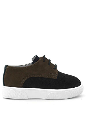 Rakerplus Hakiki Deri Siyah Kahve Lastikli Erkek Çocuk Günlük Ayakkabı