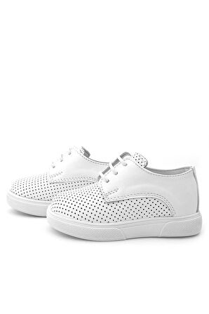 Rakerplus Hakiki Deri Beyaz Lastikli Erkek Çocuk Günlük Ayakkabı