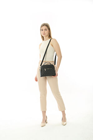 Baghashtag Siyah Desenli Business Style 3 Cepli Astarlı Deri Çanta