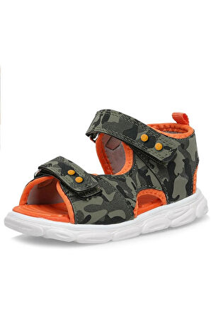 Rakerplus Haki Kamuflaj Desenli Metal Detaylı Cırtlı Bebek Sandalet Ayakkabı