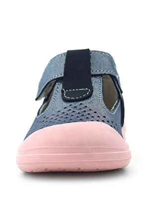 Rakerplus Shaun Hakiki Deri Lacivert Simli Cırtlı Anatomik Bebek Sandalet