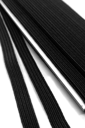 Siyah 6 mm 5 mt Dayanıklı Sert Yassı Elastik Şerit Lastik