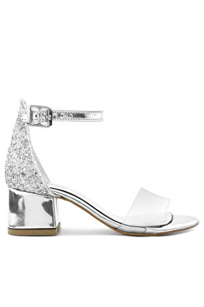 Luisa Gümüş Şeffaf Tek Bantlı Kız Çocuk Abiye Ayakkabı